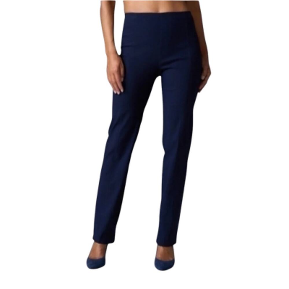 Franne Golde Classic Fit Pants High Rise Straight Leg Pant Navy Blue Size 4